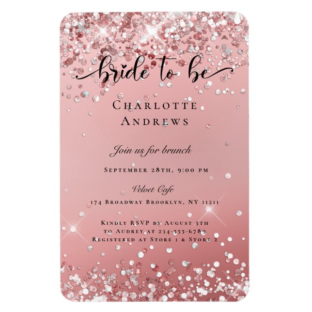 Magnet Flexible Moderne, Glitter Bride to be Invitation Aimant (Vertical)