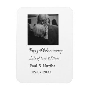 Magnet Flexible Moderne heureux 40e anniversaire ajouter nom date 