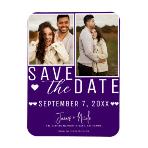 Magnet Flexible Moderne Indigo Enregistrer la date 2 Photo de mari