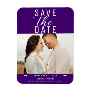 Magnet Flexible Moderne Indigo Purple Enregistrer la date Mariage