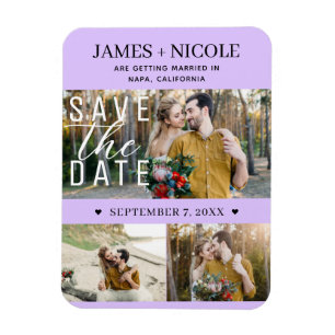 Magnet Flexible Moderne Lavande Pastel Enregistrer la Date 3 Photo