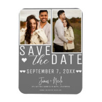 Moderne Mariage Gris & Blanc Enregistrer la Date 2