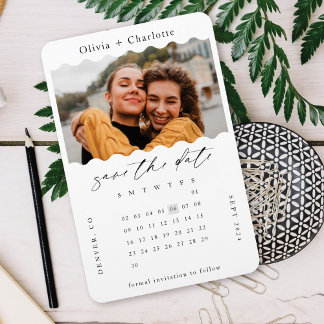 Magnet Flexible Moderne minimal Retro Wavy Photo Calendrier élégan