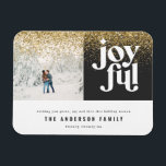 Magnet Flexible moderne minimaliste graphique joyeux noir et or<br><div class="desc">Style géométrique moderne joyeux typographie photo de Noël aimant vacances. design graphique minimal,  couleurs peuvent être customisés. Une partie d'une collection de vacances.</div>