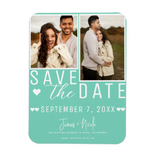 Magnet Flexible Moderne Mint Green Enregistrer la date 2 Mariage p