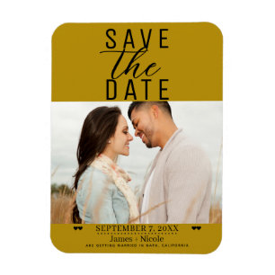 Magnet Flexible Moderne moutarde or Enregistrer la date Mariage Ph