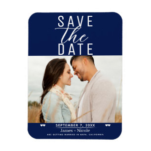 Magnet Flexible Moderne Photo de mariage bleu et blanc pour annonc