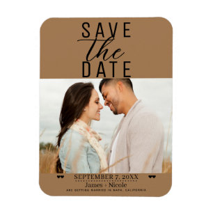 Magnet Flexible Moderne Photo de Mariage Marron pour Sauver la Dat