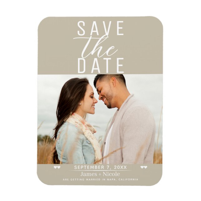 Magnet Flexible Moderne Photo de Mariage Sable Beige Sauvegarder l (Vertical)