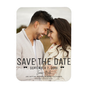 Magnet Flexible Moderne Photo de mariage "Save the Date" en noir t