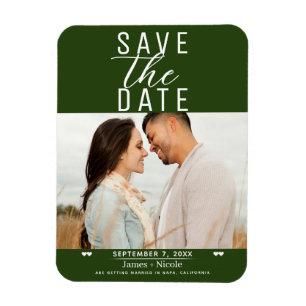 Magnet Flexible Moderne Photo de Mariage Vert Émeraude Enregistrer