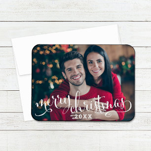 Magnet Flexible Moderne Photo de Noël « Joyeux Noël » écriture bla