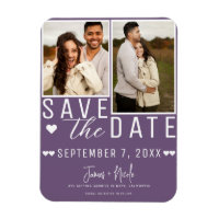Moderne Plum Purple Enregistrer la Date 2 Photo de