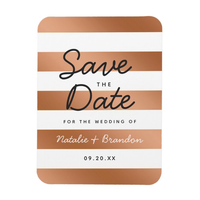 Magnet Flexible Moderne Rose Gold Foil Stripes tendance Enregistre (Vertical)