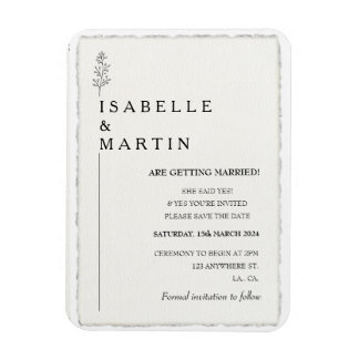 Magnet Flexible Moderne Sauvegarder la date Faux Deckled Edge Mari