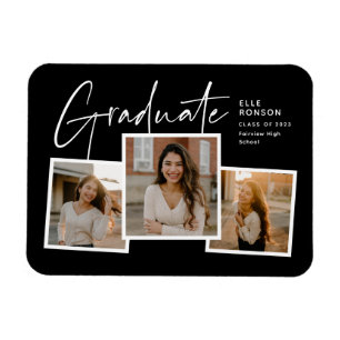 Magnet Flexible Moderne Script Graduate Photo Collage Graduation