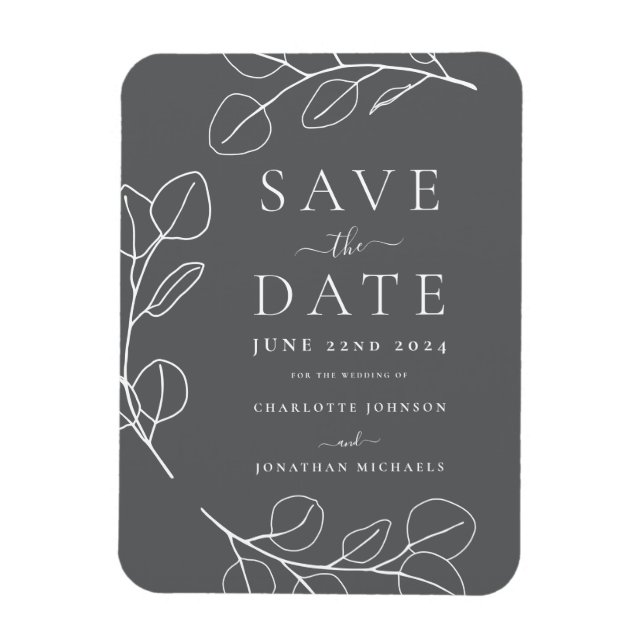 Magnet Flexible Moderne simple Mariage gris feuillage (Vertical)