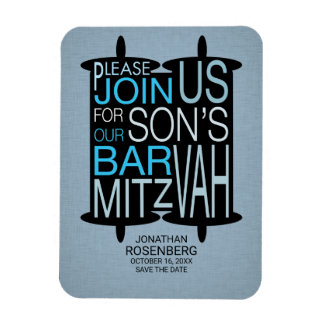 Magnet Flexible Moderne Torah Blue Bar Mitzvah Enregistrer la date