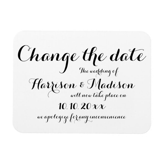 Magnet Flexible Modifier la date, Mariage de calligraphie Faire-pa (Horizontal)