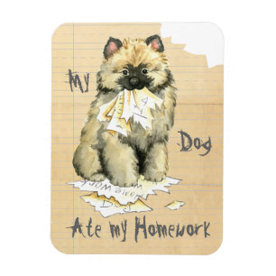 Magnet Flexible Mon Keeshond A Mangé Mes devoirs