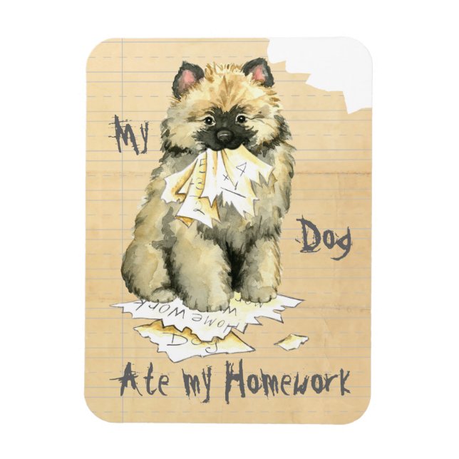 Magnet Flexible Mon Keeshond A Mangé Mes devoirs (Vertical)
