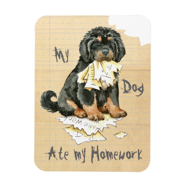 Magnet Flexible Mon Mastiff Tibétain A Mangé Mes Devoirs (Vertical)