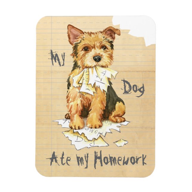 Magnet Flexible Mon Norwich Terrier a mangé mes devoirs (Vertical)