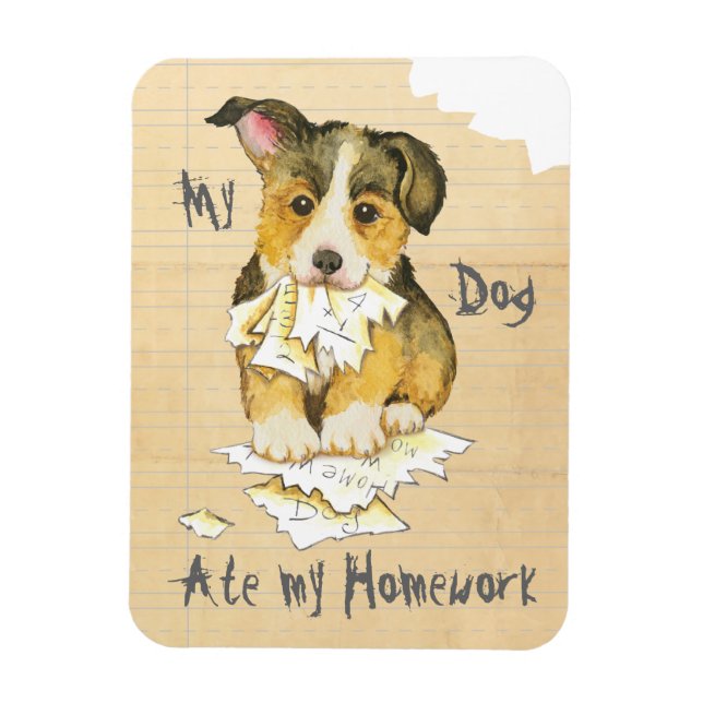 Magnet Flexible Mon Pembroke Welsh Corgi a mangé mes devoirs (Vertical)