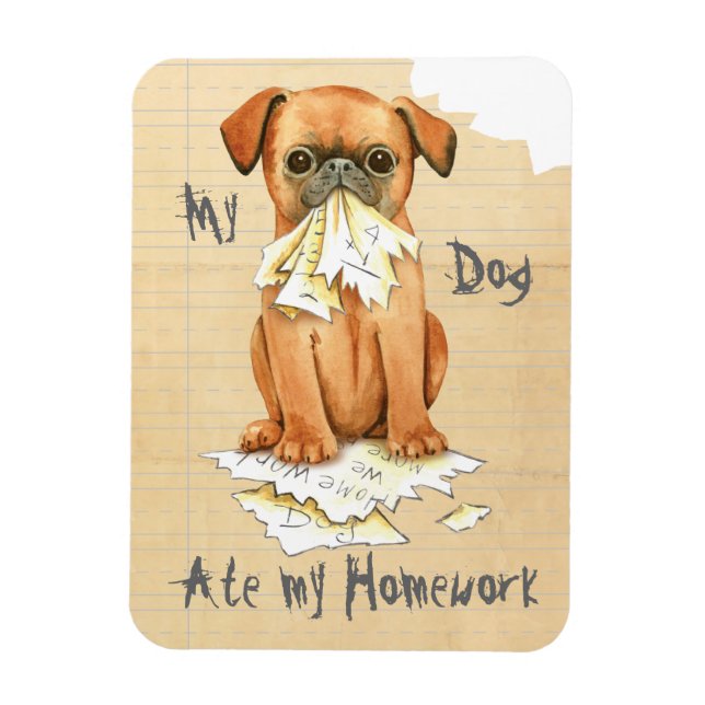 Magnet Flexible Mon Petit Brabancon A Mangé Mes devoirs (Vertical)