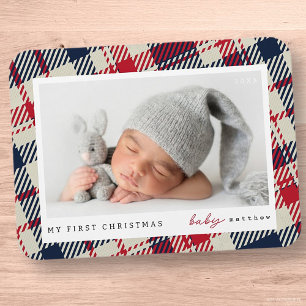 Magnet Flexible Mon premier Noël moderne Plaid Baby Photo