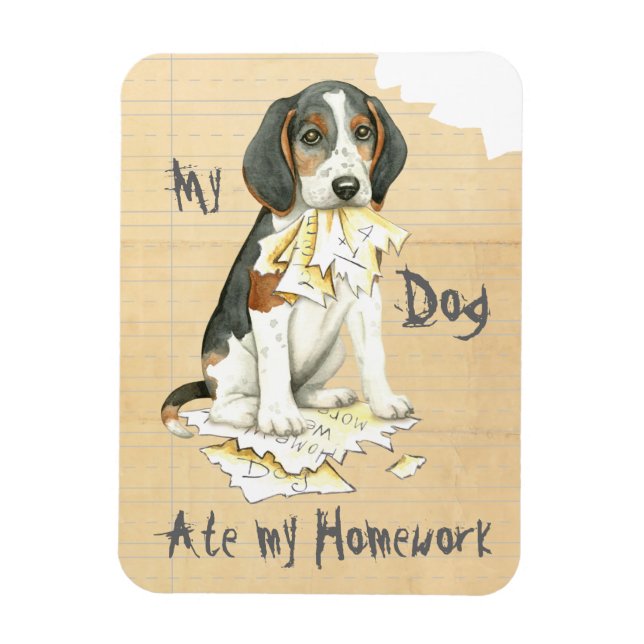 Magnet Flexible Mon Trek Walker Coonhound Ate mes devoirs (Vertical)