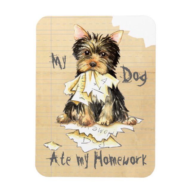 Magnet Flexible Mon Yorkie a mangé mes devoirs (Vertical)