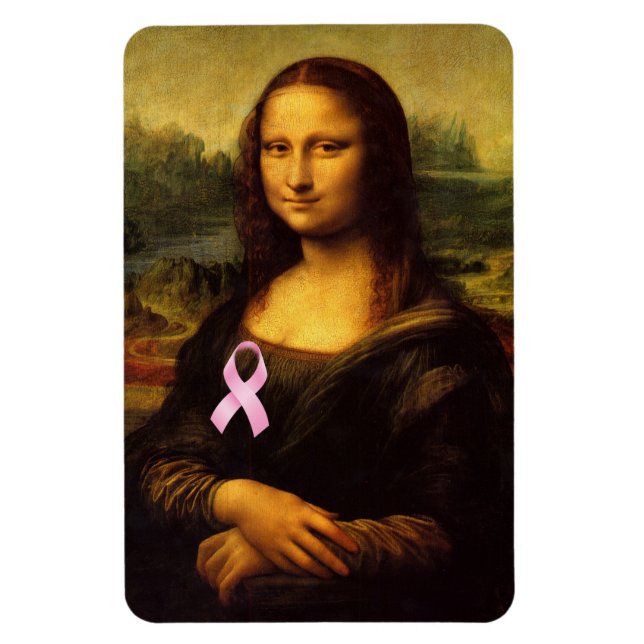 Magnet Flexible Mona Lisa Au Ruban Rose (Vertical)