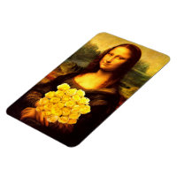Mona Lisa avec bouquet de roses jaunes