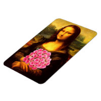 Mona Lisa avec bouquet de roses roses