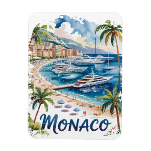 Magnet Flexible Monaco Aquarelle Vintage Rétro Riviera Française