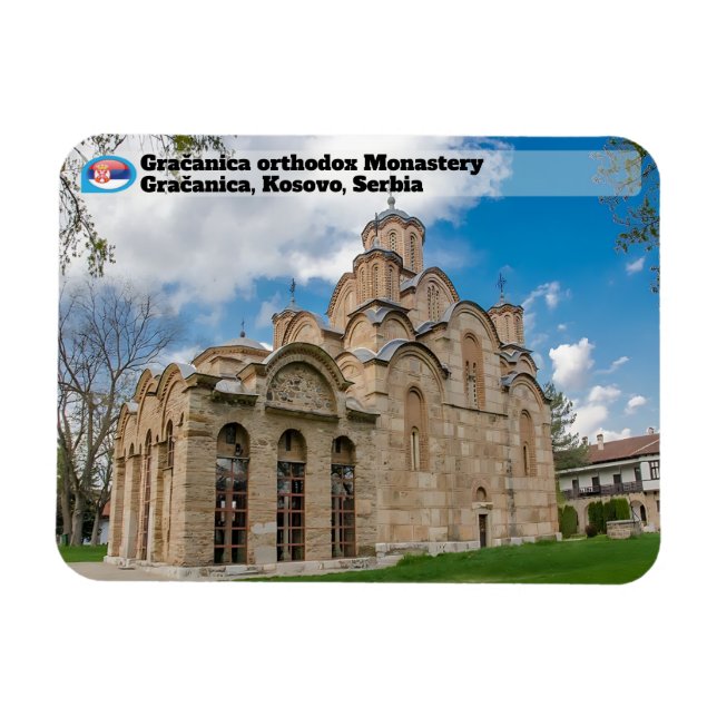 Magnet Flexible MONASTÈRES SERBES  Monastère orthodoxe de Gračanic (Horizontal)