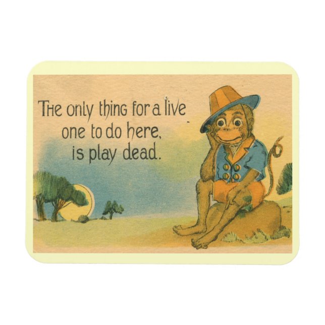 Magnet Flexible Monkey Plays Dead 1914 Comic Vintage (Horizontal)