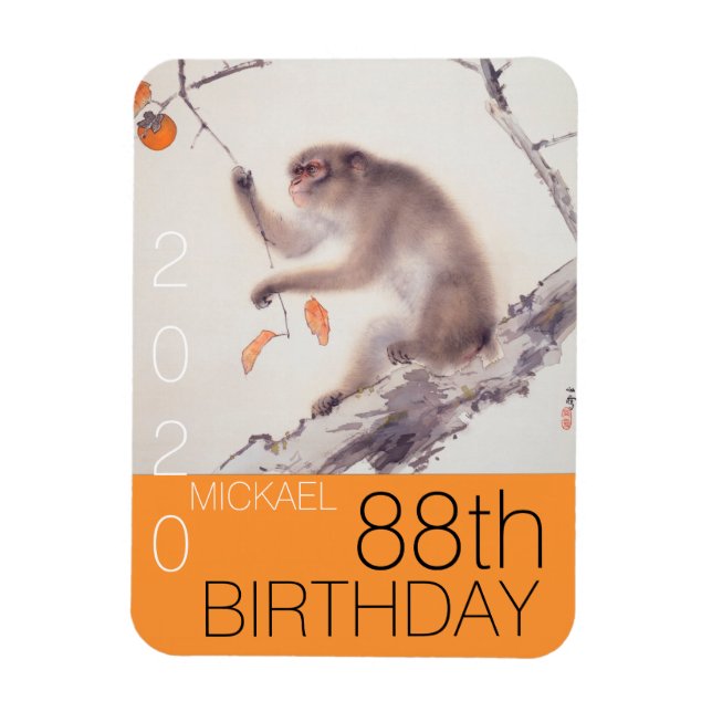 Magnet Flexible Monkey year Japanese painting Birthday FPM (Vertical)