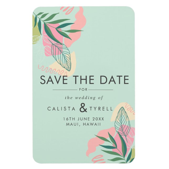 Magnet Flexible Monnaie De Neo Tropical Abstraite Et Rose Sauvez L (Vertical)