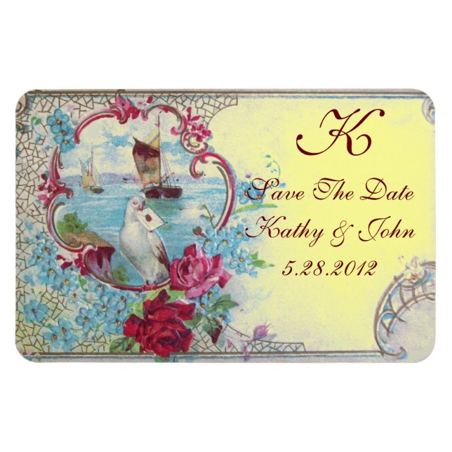 Magnet Flexible MONOGRAM ROMANTİCA, Enregistrer La Date, Jaune (Horizontal)
