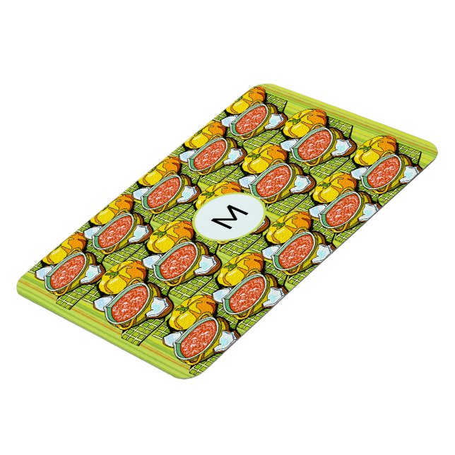 Magnet Flexible Monogramme citrouille, soupe et Arrière - plan ray (Côté Gauche)