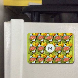 Magnet Flexible Monogramme citrouille, soupe et Arrière - plan ray