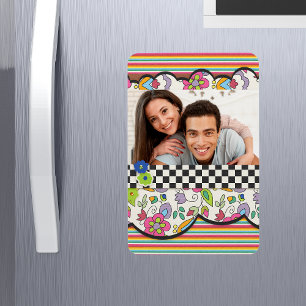 Magnet Flexible Monogramme coloré Floral moderne photo personnalis