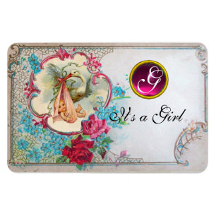 MAGNET FLEXIBLE MONOGRAMME DE DOUCHE POUR FILLES BÉBÉ EN STORK