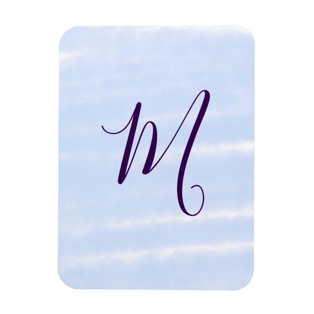 Magnet Flexible Monogramme de nom en aquarelle pastel violet rétro (Vertical)