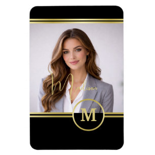 Magnet Flexible Monogramme de signature or élégant avec photo