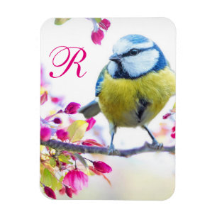 Magnet Flexible Monogramme d'oiseaux et de fleurs