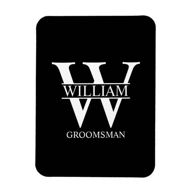Magnet Flexible Monogramme et nom personnalisés des garçons d'honn (Vertical)
