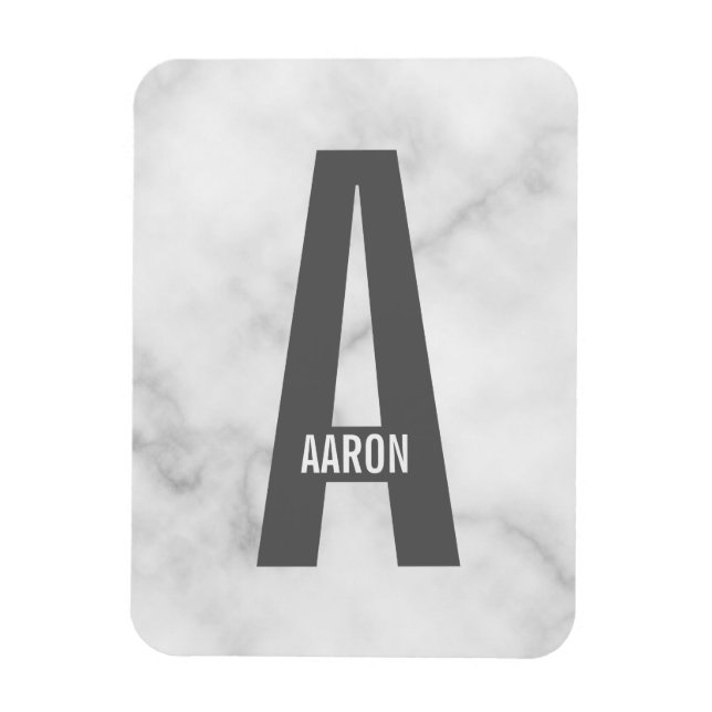 Magnet Flexible Monogramme et nom personnalisés gras modernes (Vertical)